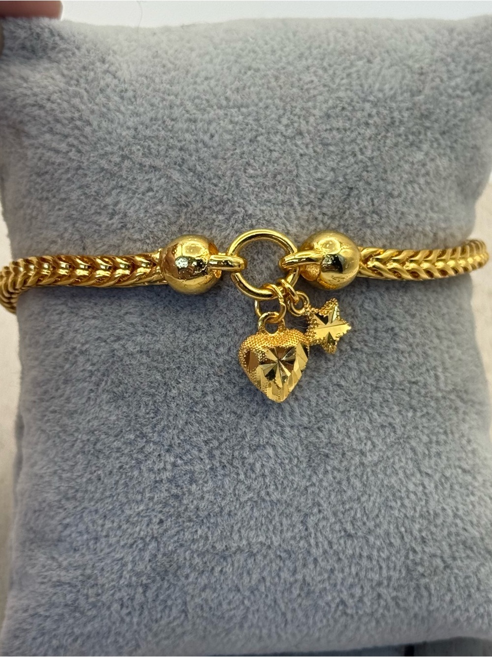 Thai Gold plated Heart Charm Link Bracelet